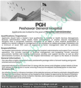 Peshawar General Hospital Jobs