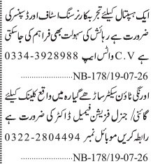 Nursing Staff, Dispenser and Female Doctor Jobs 2026