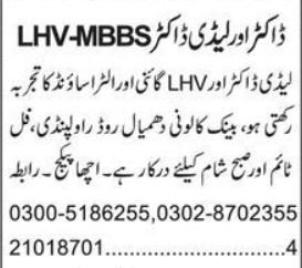 Private Hospital Medical Jobs in Rawalpindi 2026