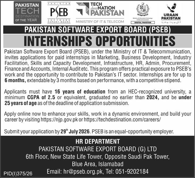 PSEB Internships 2026 – Paid Internship Program